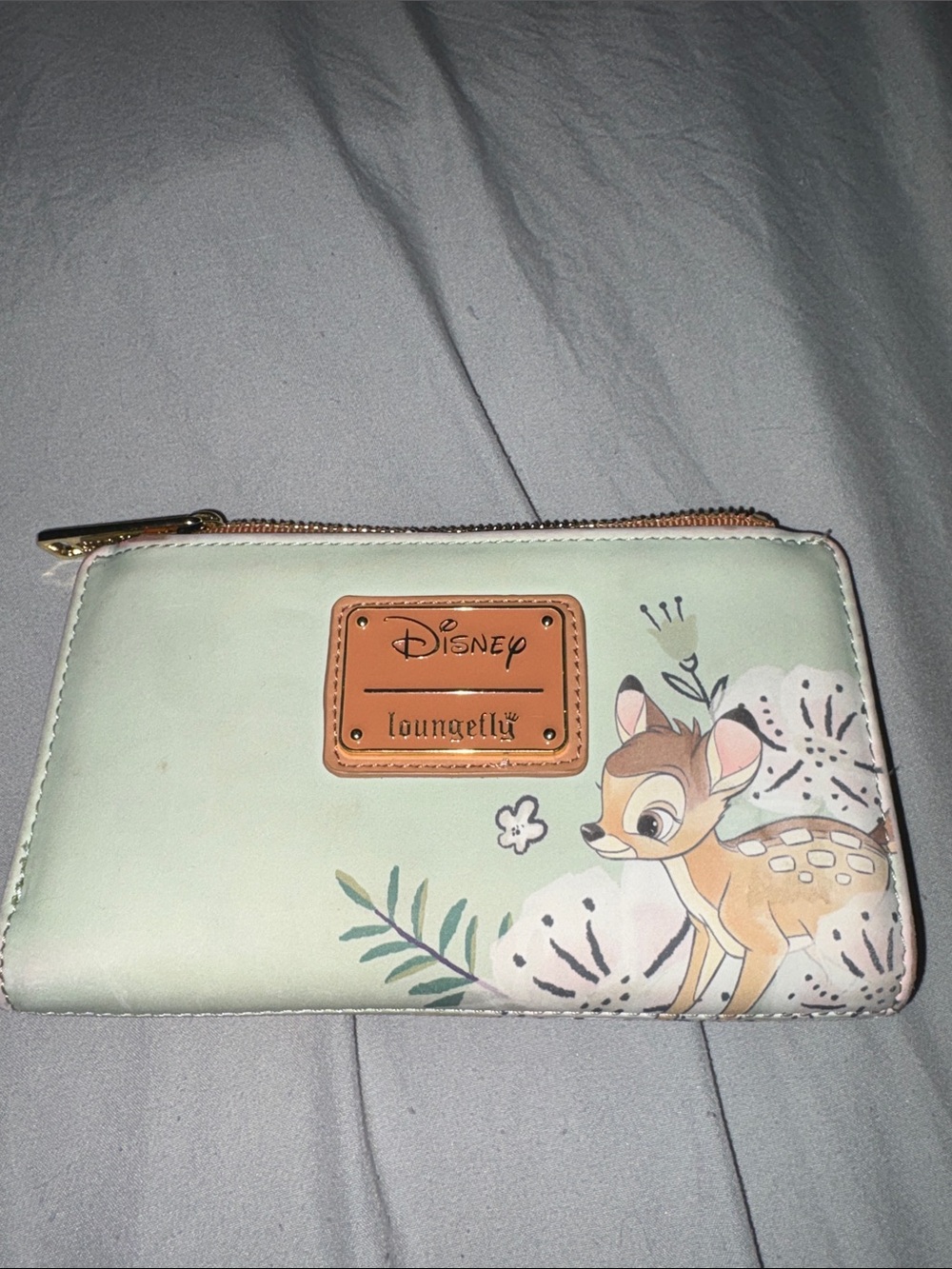 Loungefly Mint Bambi Zip Wallet with Floral Patch